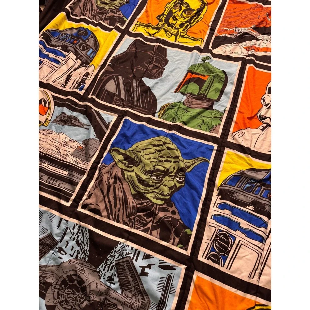 Star Wars Lucasfilm Reversible Comforter Grid Yoda Darth Vader Boba Fett Full